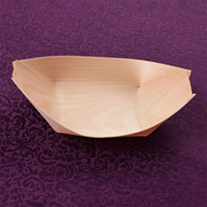 100 шт одноразовые деревянные лодки формы еды Compostable подносы тарелки для закусок Nibbles