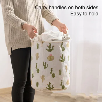 

Toy Container Living Room Bathroom For Bedroom Waterproof Foldable Organizer Sundries Holder Print Laundry Basket With Handle
