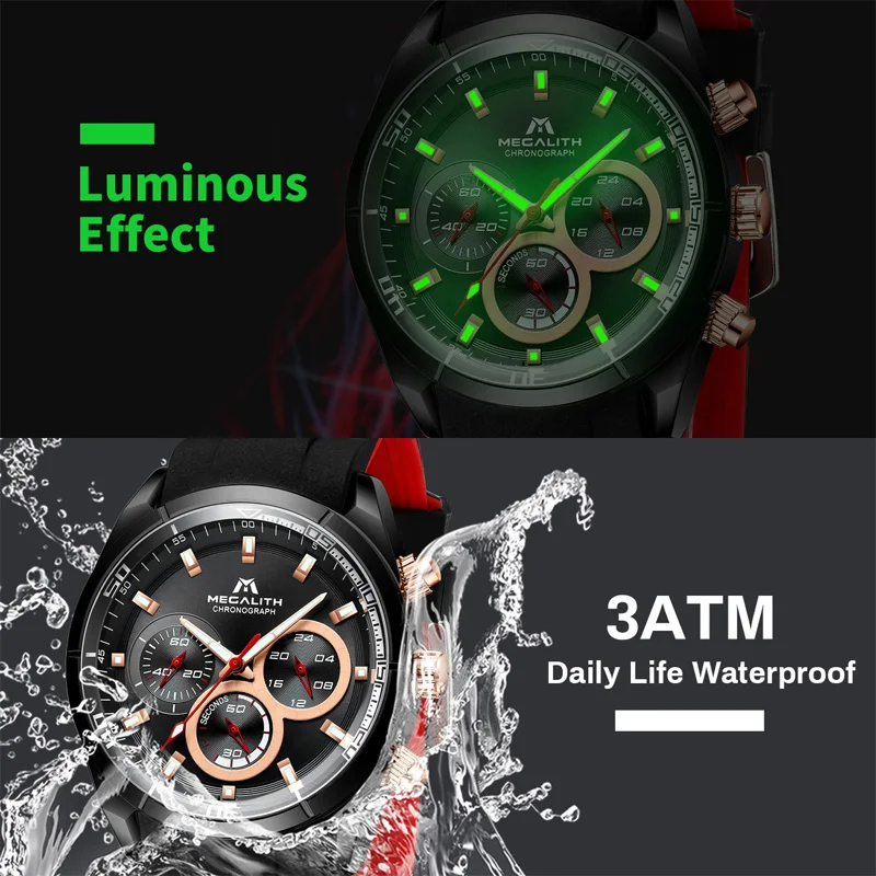 Buy MEGALITH Fashion luxury Mens Watches Top Brand Sports Waterproof Watches Military Watch Male Quartz Clock Man Relogio Masculino