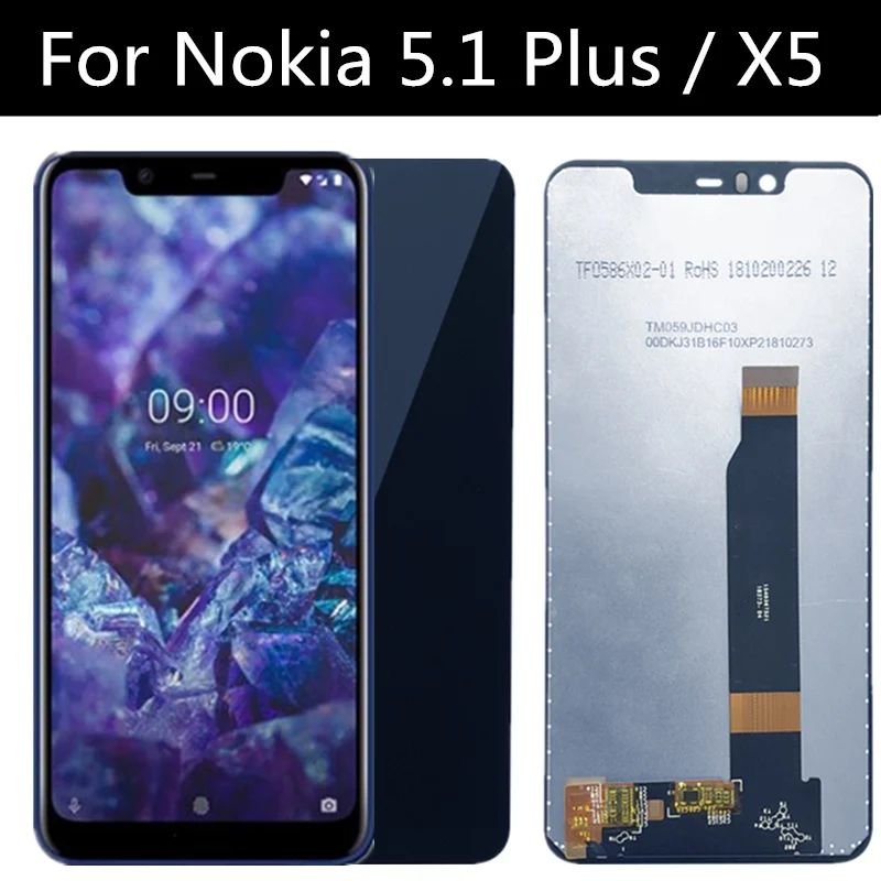 5.86&quot LCD For Nokia 5.1 Plus TA1109 Display Touch Screen Digitizer Assembly Replacement for phone X5 | Мобильные телефоны и