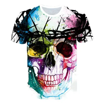 

Summer 2020 Latest Gothic Rock Men's T-shirt 3D Printed Skull Streetwear O-Neck Hip-Hop Best-Selling Short Sleeves
