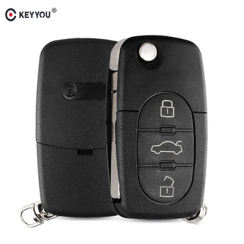 

KEYYOU 20pcs 3 Buttons Flip Folding Remote Car Key Shell Fob Case With Blade CR1620 For Audi TT A4 A6 A8 Quattro Replacement
