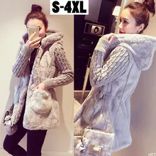 Осенняя и зимняя одежда, стиль, Классическая мода, вязанное, плюшевое, толстое пальто с капюшоном, Женская AliExpress, EBay