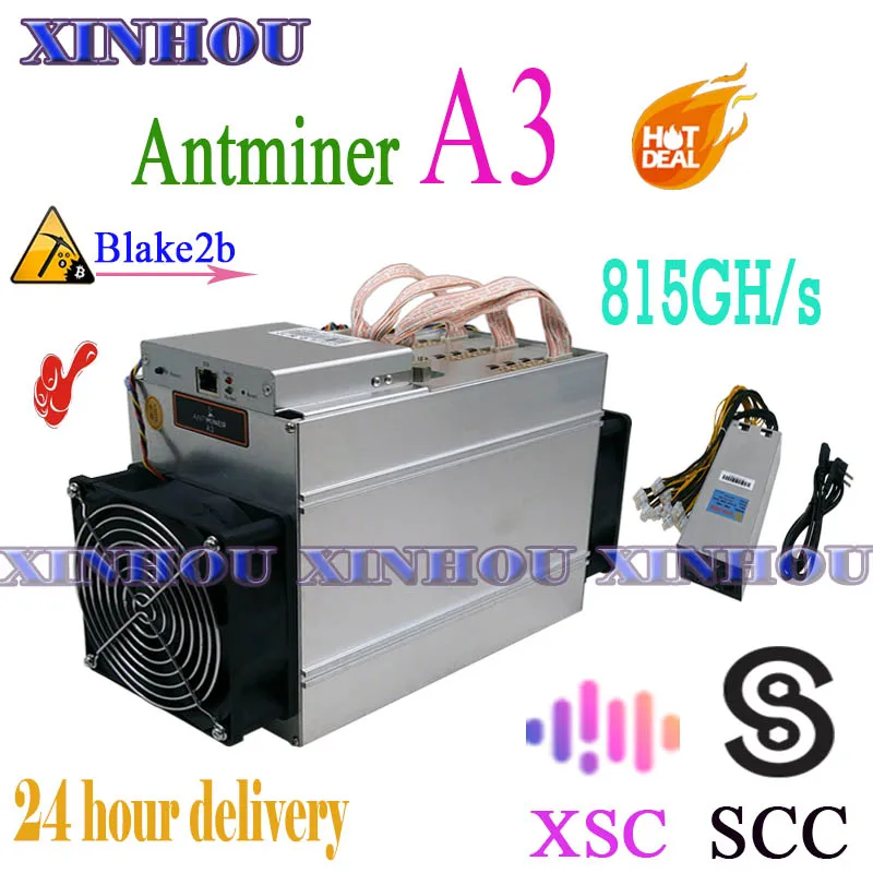 Майнер Antminer A3 815GH/s ASIC Blake2b с блоком питания более экономичный чем S9 T17 M3 S11 S17 Z11 B7 z15