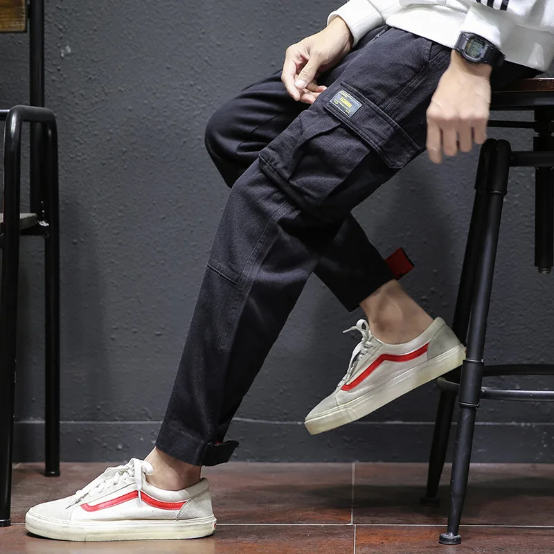 

2019 Spring And Summer New Style Bib Overall Men's Europe And America Loose-Fit Skinny Pants Youth Casual Hip Hop Ankle Banded P