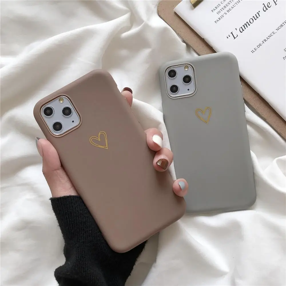

Love Heart Pattern Phone Cases Cover For Iphone 6 6S 7 8 Plus XS 11 Pro Max XR X Soft TPU Silicone Ultra-thin Simple Back Cover