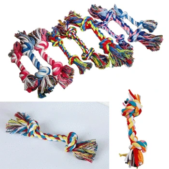 

Cotton Double Knot Braided Rope Colorful Bone Tug Dog Chewing Toy Pet Woven Molar Accessory