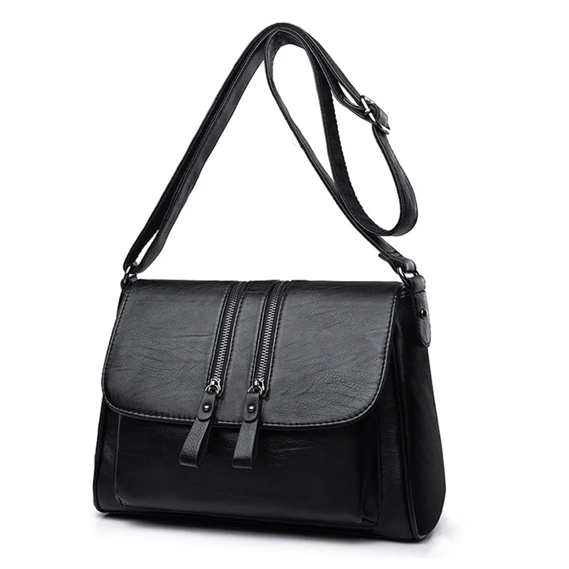  Fashion Women's Shoulder Bags 2019 New Leather Large Capacity Solid Color Women Handbag Retro Messe - 4000165862439