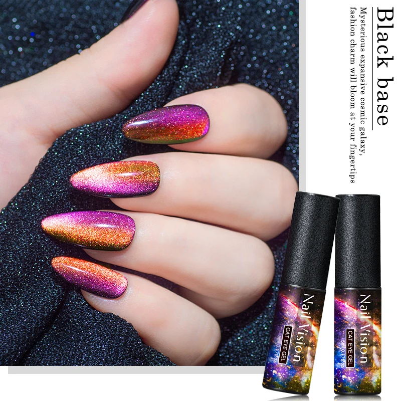 Nail Vision 9D Galaxy Cat Eye Nail Gel Chameleon Magnetic Soak Off UV Nail Varnish 5D/7D 5ml Semi Permanent Manicure Gel Lacquer