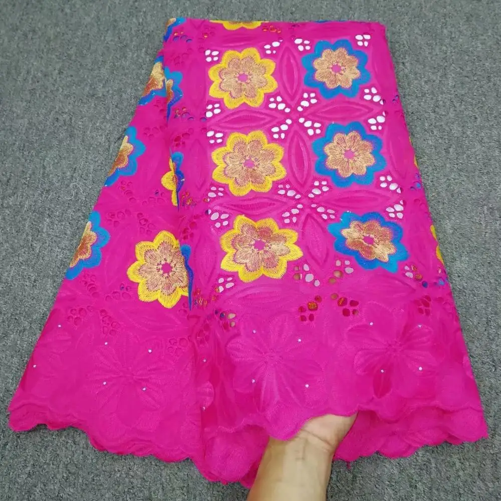 

Skin friendly pure cotton Holed Swiss Lace fabric Soft African baby lace 5 yards high quality