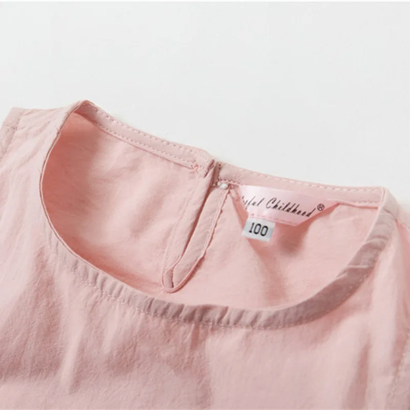 

Hot Selling Childrenswear Summer New Products Girls Petal Sleeve Shirt off-Shoulder Short-sleeved Top Pure Cotton Doll Shirt Kor