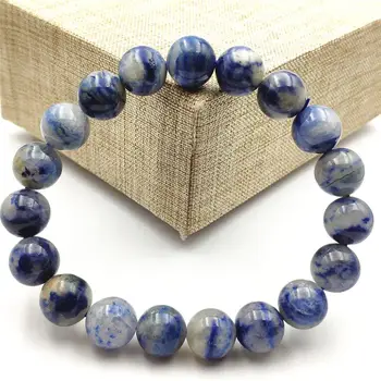 

100% Natural Blue Dumortierite Quartz Rutilated Crystal Round Beads Bracelet 10mm Women Men Rare Reiki Stone Jewelry AAAA