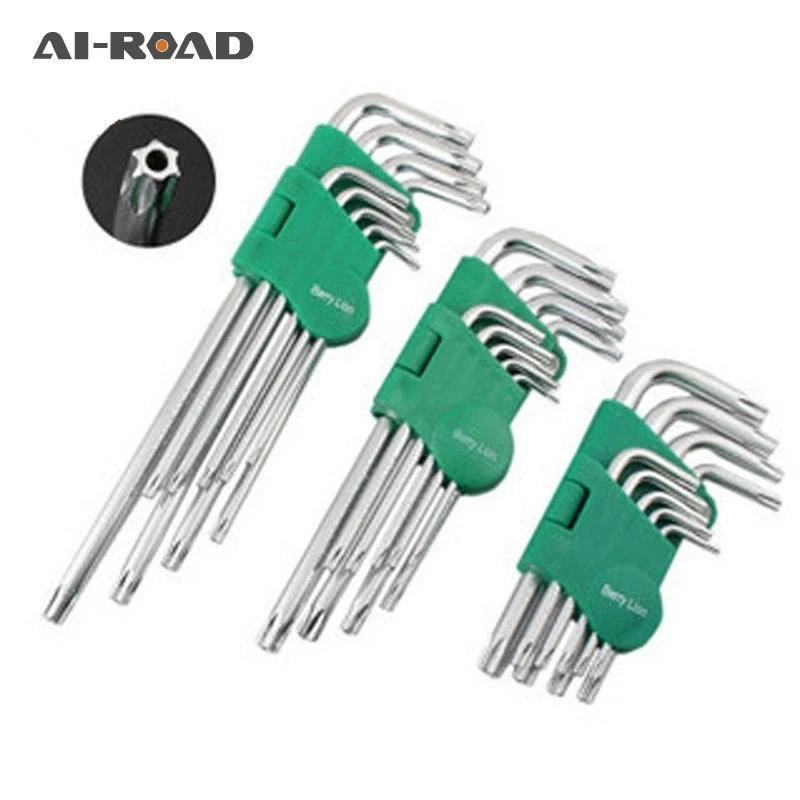 

9Pcs L Type Screwdriver Double-End Hex Wrench Set Allen Key Hexagon Torx Star Spanner Key Set Hand Tools