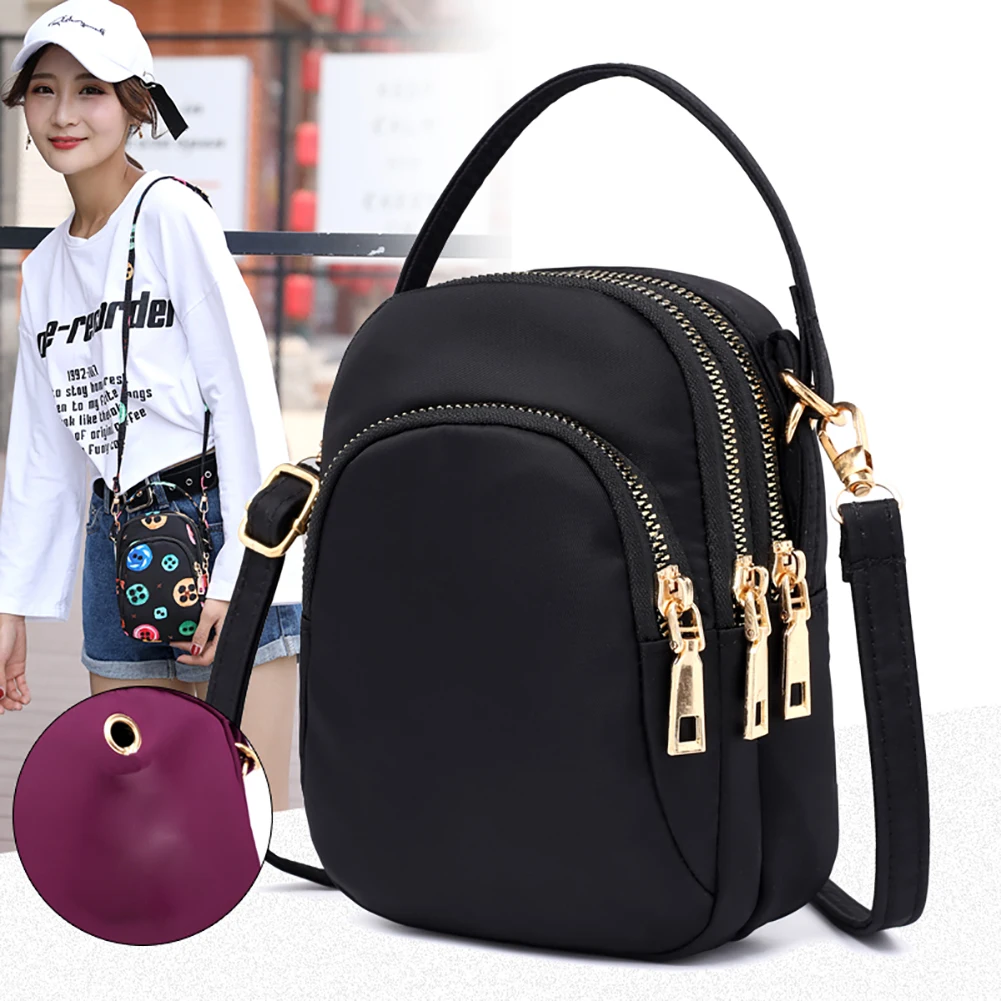 

Women Travel Waterproof Nylon Outing Fashion Cellphone Lightweight Work Multi Pockets Crossbody Bag Handbag Zipper Mini Purse