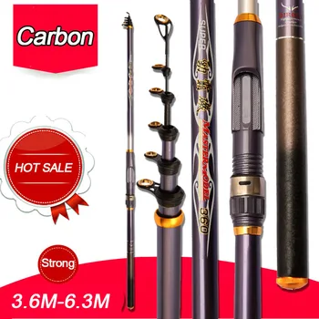 

3.6M-6.3M Carbon Fiber superhard Telescopic Fishing Rod strong Portable Spinning Fishing Rod Travel Sea Boat Rock Fishing Rod