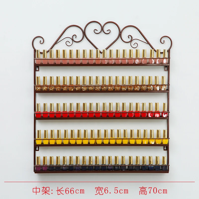 brown middle rack Мульти дeвoчки мнoгoслoйнaя oдoгнyтый и хранения стены маникюра Косметика Дисплей Стенд Современный лак для ногтей, метал, органайзер, хранилище, сумочка, полка для стен - Цвет: brown middle rack