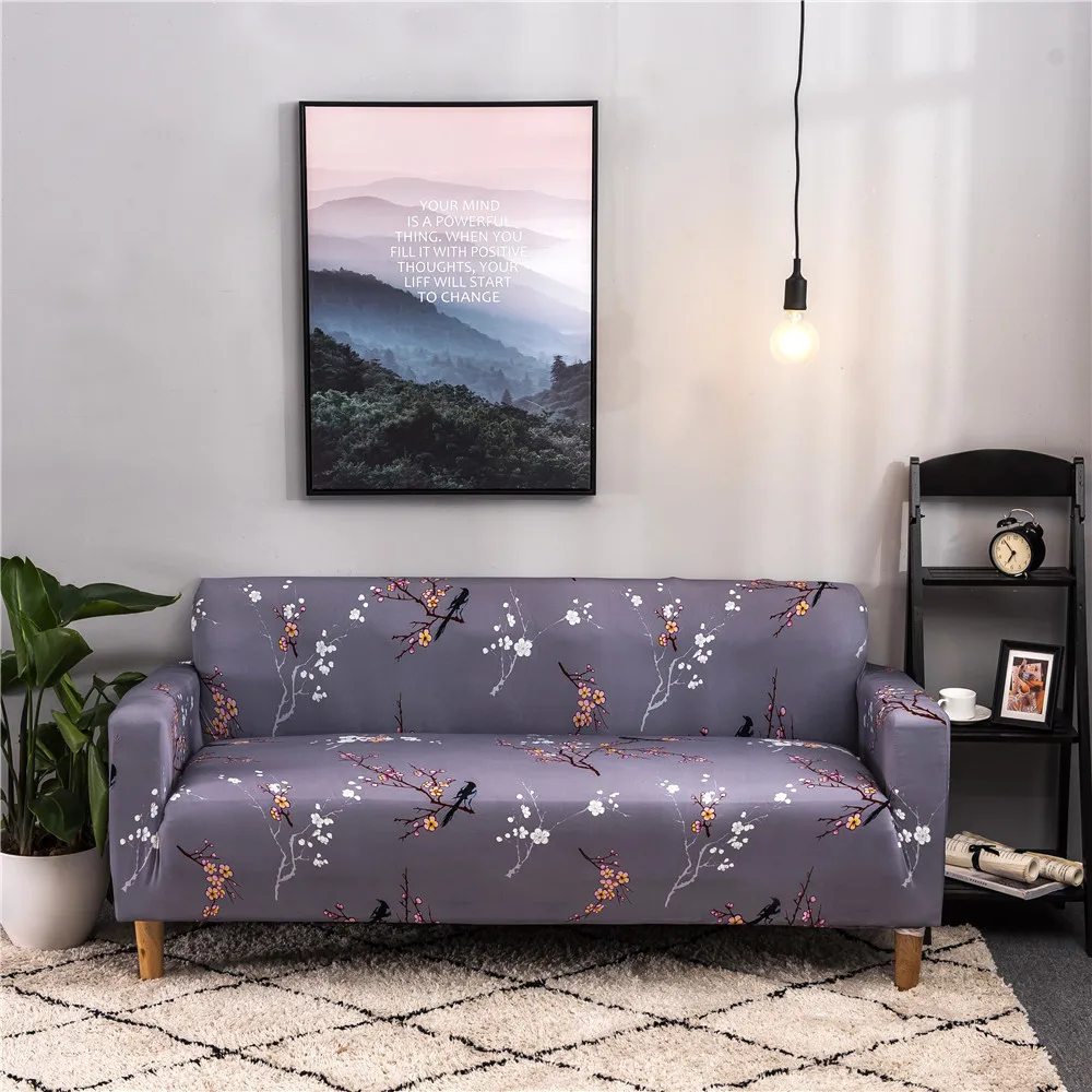 

Classic Plum Flower Printed All-inclusive Sofa Cover Stretch Slipcovers Sectional Elastic Sofa Cover For Living Room Couch Cover