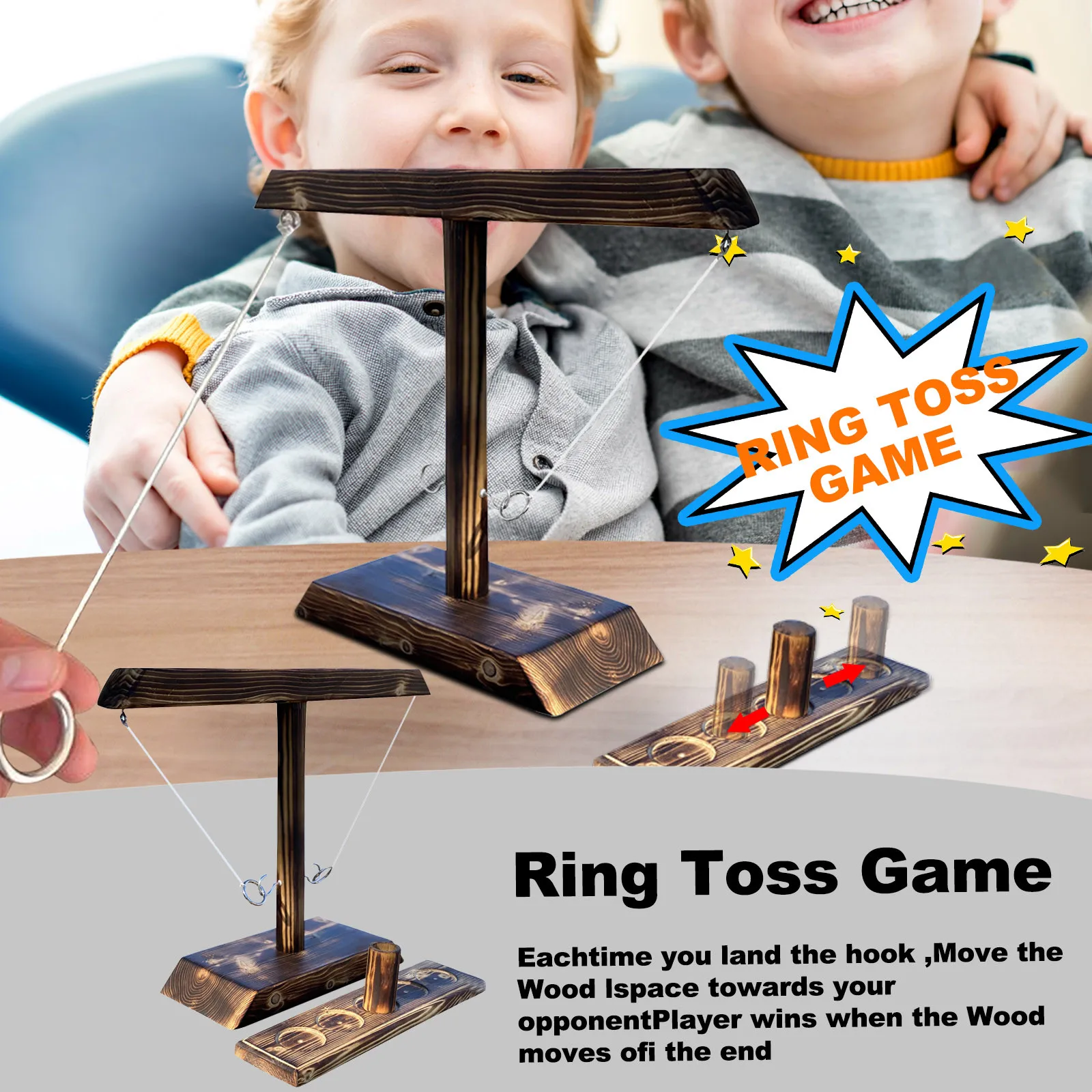 Hecho a mano anillo de madera juego anillos lanzando ganchos rápido ritmo de juego interactivo para bares fiesta en casa juegos de Puzzle juguetes Set de decoración