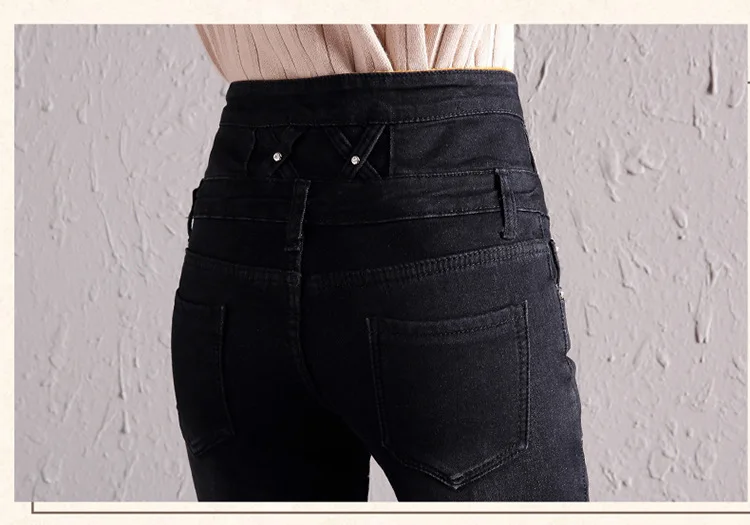 Зимние женские джинсы с высокой талией, джинсы для мам, флисовые плотные теплые джинсы для женщин, плюс размер, обтягивающие джинсы для женщин