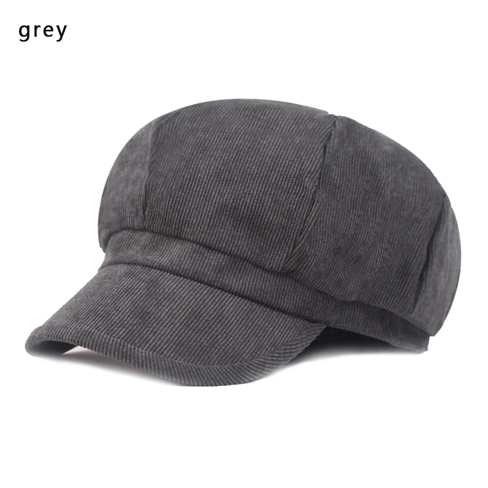 grey Женские осенние зимние шапки-береты Изящные Восьмиугольные кепки стильный художник Регулируемый головной убор кепка газетчика повседневные Модные шапки - Цвет: grey