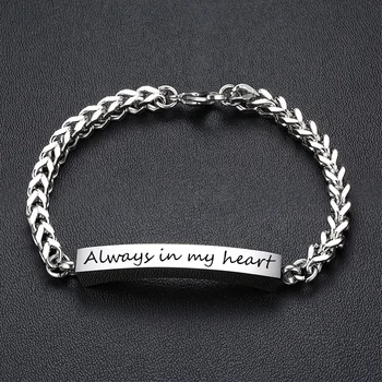 

Tube Urn Bracelets for Women Men Personalize Enrgave Name Words Memorial Bangle Stainless Steel Foxtail Link Chain Wristband