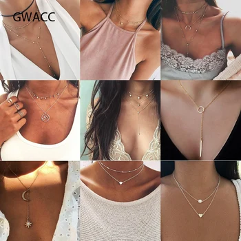 

Bohemian Moon Star Crystal Heart Choker Necklace for Women Necklace Pendant on neck Chocker Necklace Jewelry Gift