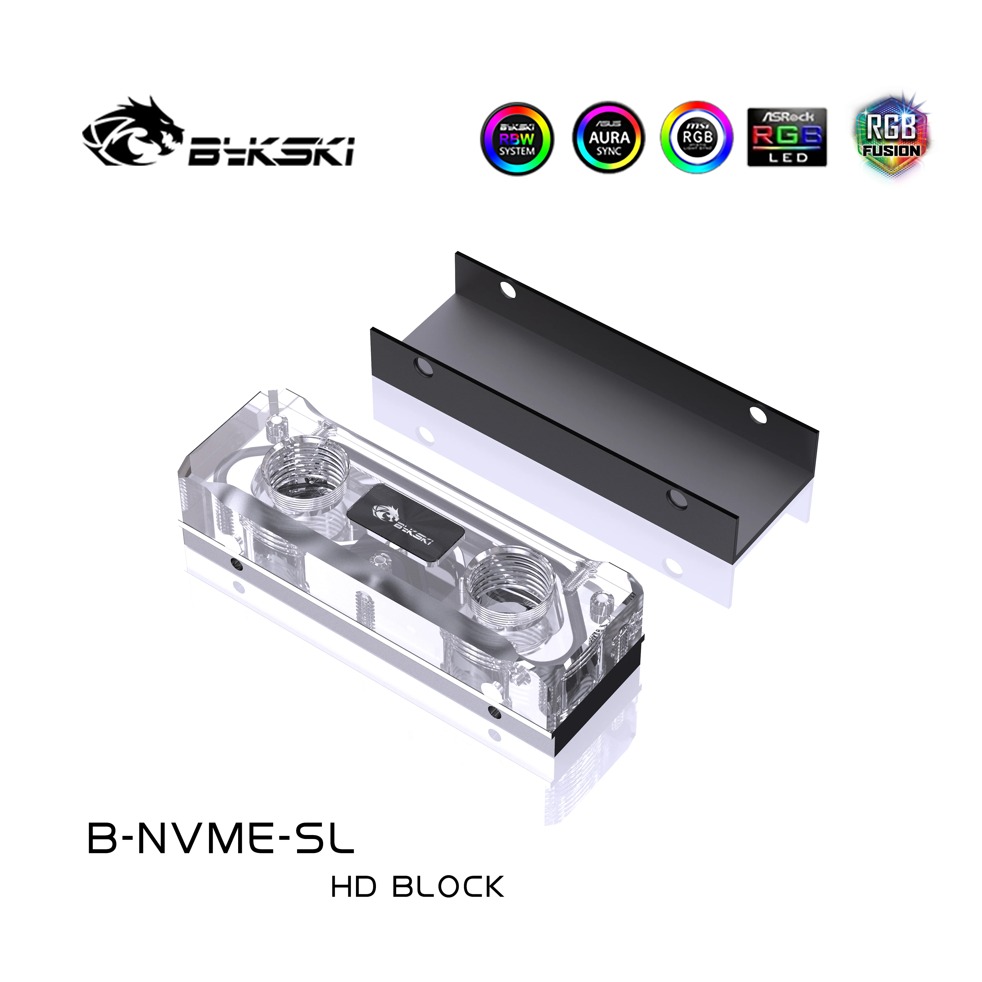 Bykski-ssd Full Acrílico Water Cooling Block Use para Solid State Drive Hard Disk Cooler Radiator B-nvme-sl M.2 - Imagem 5