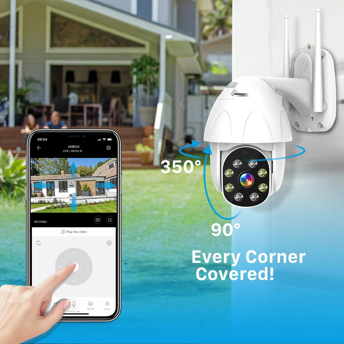 WiFi PTZ камера 2MP с автоматическим отслеживанием, водонепроницаемая камера видеонаблюдения, ip-камера для домашней безопасности, облачное хранилище, 4X цифровой зум, скоростная купольная камера