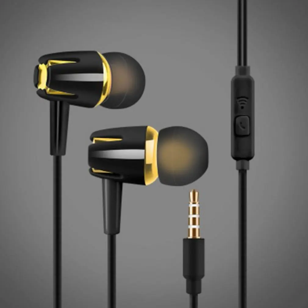 Wired Earphone Electroplating Bass Stereo In-ear Headsets with Mic Hansfree Call Phone Headphone for Android iOS Dropshipping