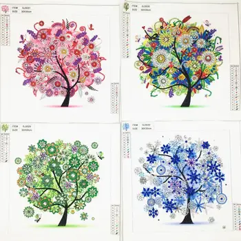 

High Quality 5D DIY Diamond Embroidery Four Seasons Flower Tree Special Shape Diamond Painting Rhinestone Crystal Diamond
