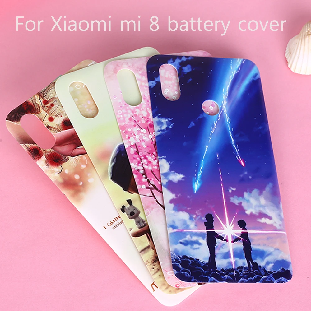 Модная задняя крышка с тиснением для xiaomi mi 8 mi 8, крышка батареи, корпус, замена, запасные части, клей 3M для xiaomi 8