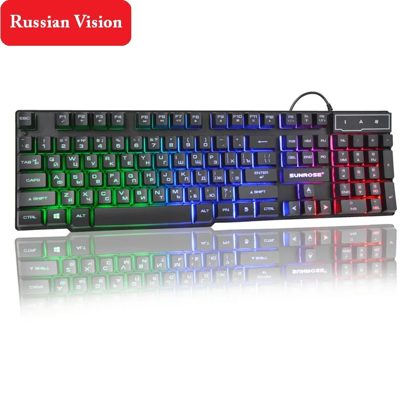 Многоязычная Проводная клавиатура для офисного геймера 104 клавиши RGB цветная