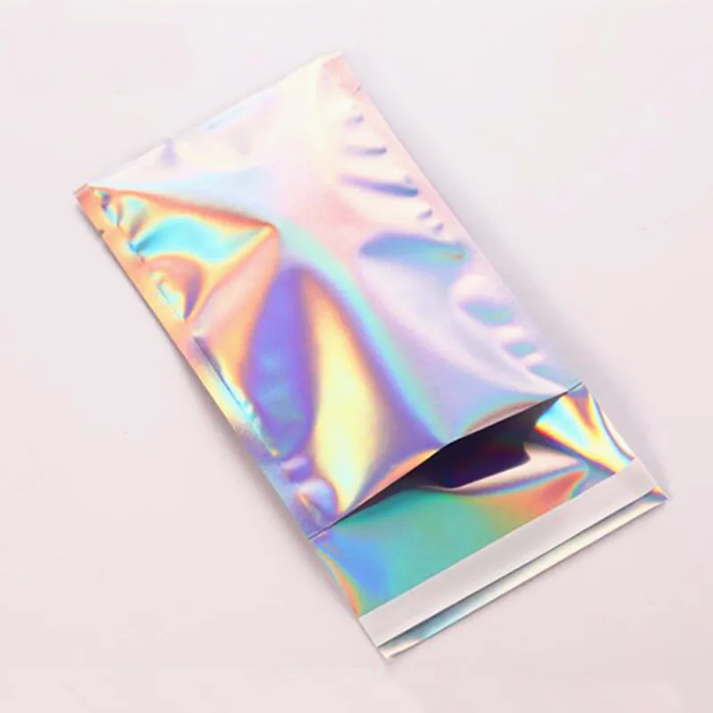 

50pcs Shinny Laser Foil Adhesive Bags Privacy Protection Sexy Lingerie Toys Bikini Eyebrow Pencil Compact Gifts Package Pouches