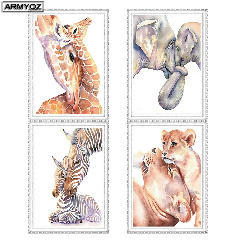 Diy Алмазная вышивка Набор для вышивки крестом 5D алмазная жираф слон Зебра Лев