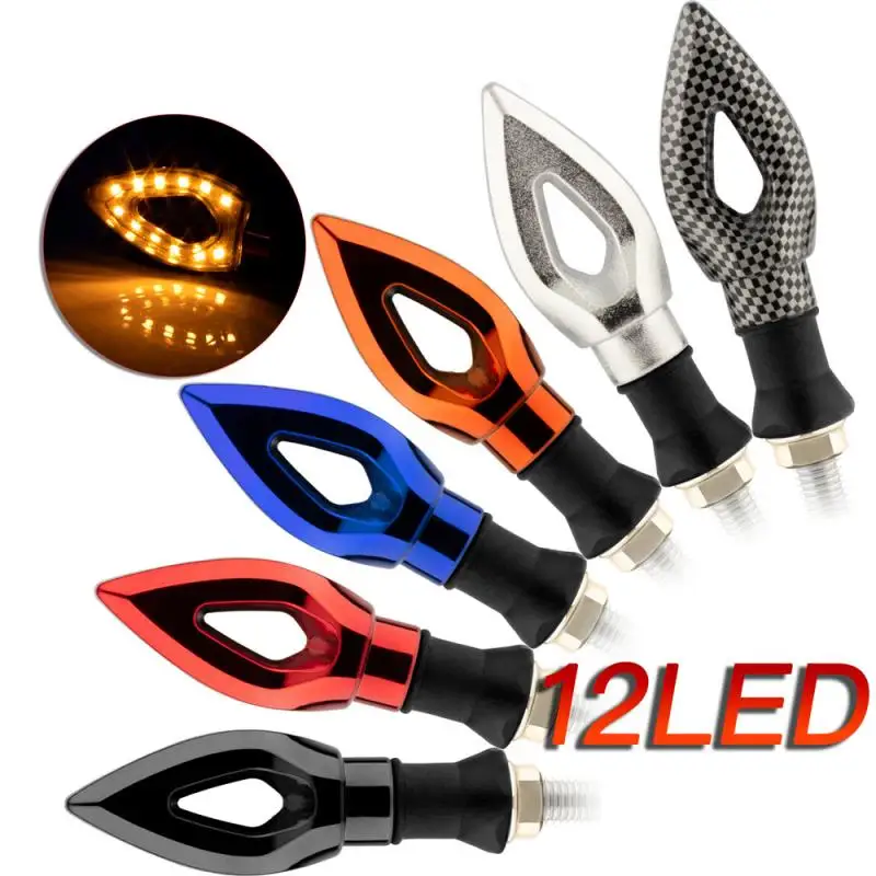 Intermitentes LED universales en forma de diamante para motocicleta, luces de señal en forma de corazón de melocotón, 12V, un par