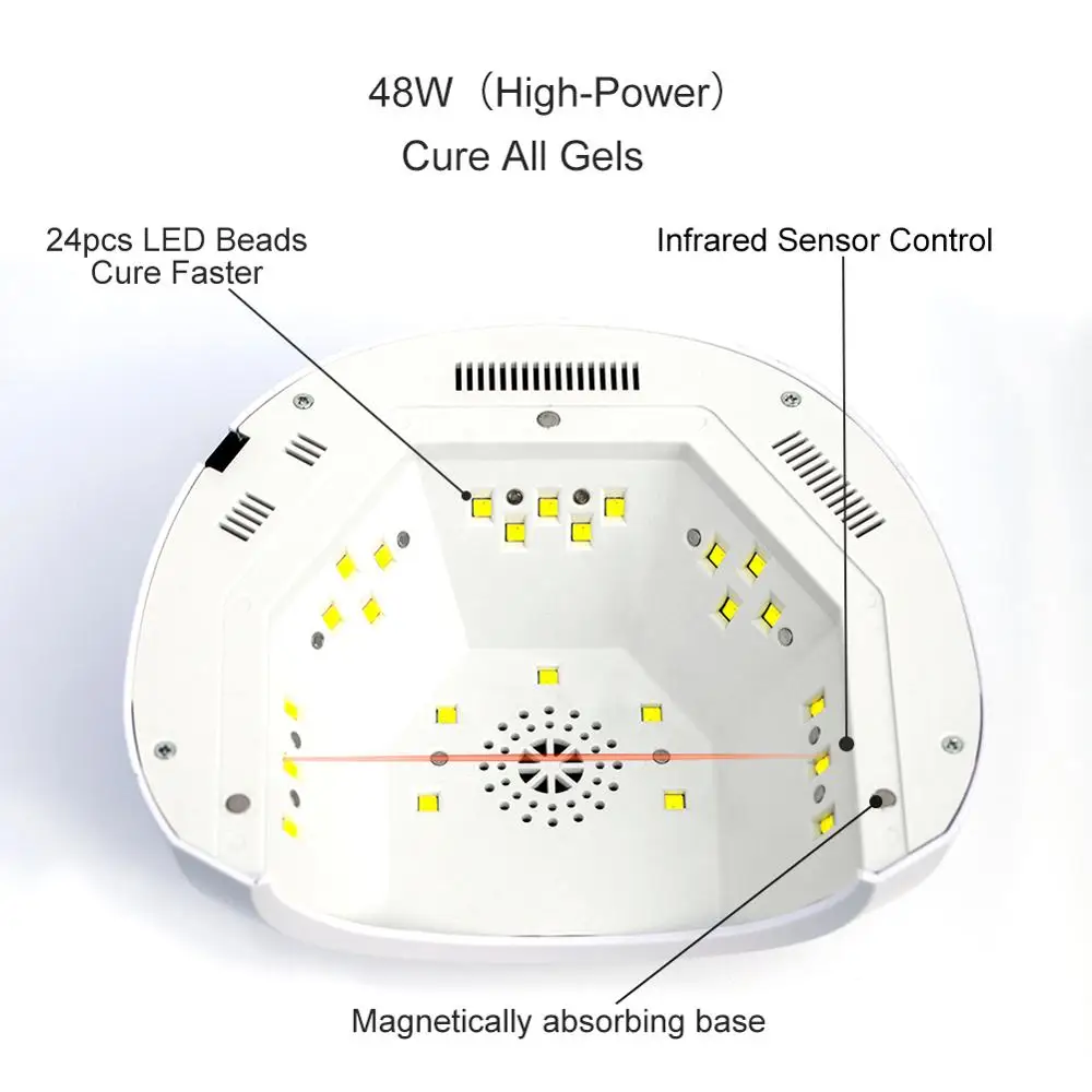 48 Вт Светодиодная УФ-лампа для ногтей с 24 шт. светодиодный s для маникюра гель Сушилка для ногтей сушка всех лаков для ногтей автоматический датчик инструменты для маникюра лампа для дизайна ногтей