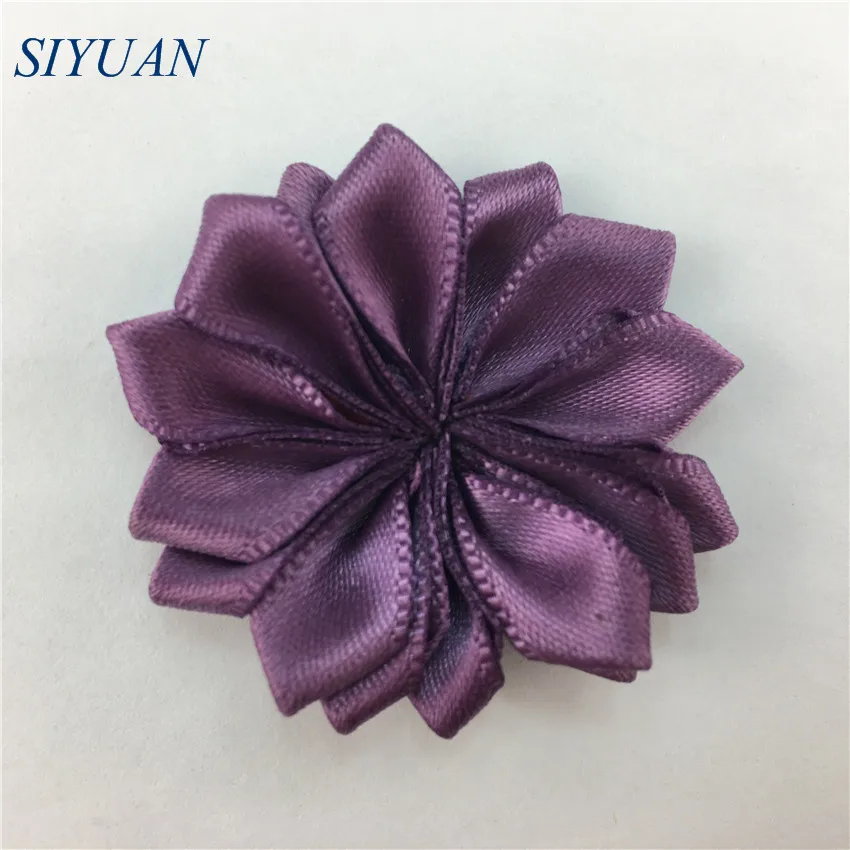 cameo purple 10 шт./лот 4 см атласная лента роза цветок тканевый цветок из шелка ручной работы DIY свадебный букет цветок ткань для волос аксессуары TH303 - Цвет: cameo purple