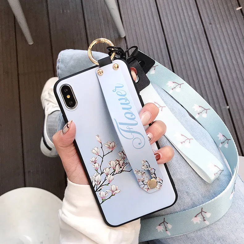 SoCouple чехол для телефона для iphone XR X Xs max 11 Pro Max 7 8 6 6s plus фрукты авокадо Мягкий ТПУ шейный ремешок для запястья чехол - Цвет: IK02-GW06YuLanHQing