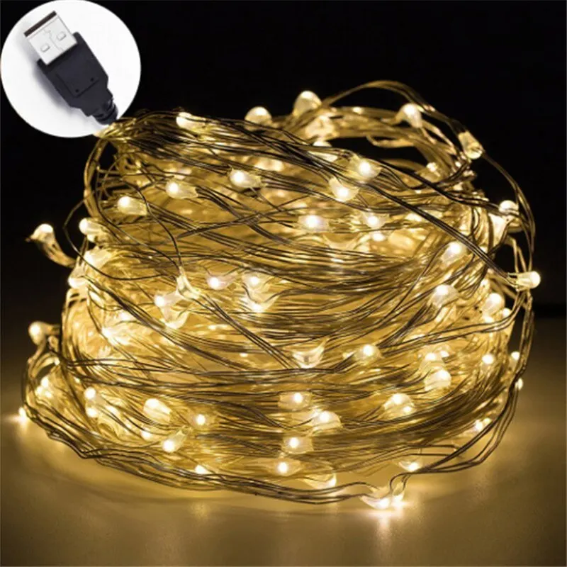 USB LED String Light Garland Waterproof LED Copper Wire String Holiday Outdoor Fairy Lights For Christmas Wedding Decoration