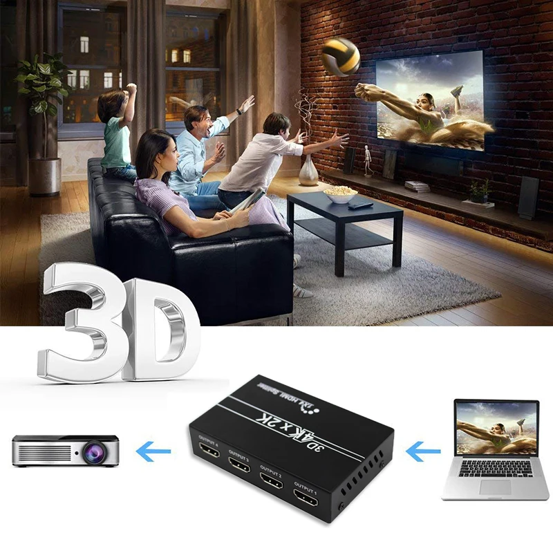 Full HD 1080P HDMI сплиттер 1x4 1HDMI на 4 1 в выхода дистрибьютор с источником питания для HDTV