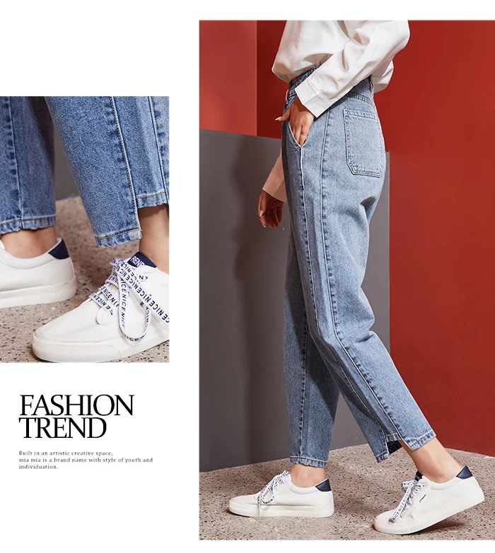 Женские свободные джинсы LEIJIJEANS, светло-голубые двухцветные облегающие джинсы с карманами и высокой посадкой, новая модель 9110 большого размера