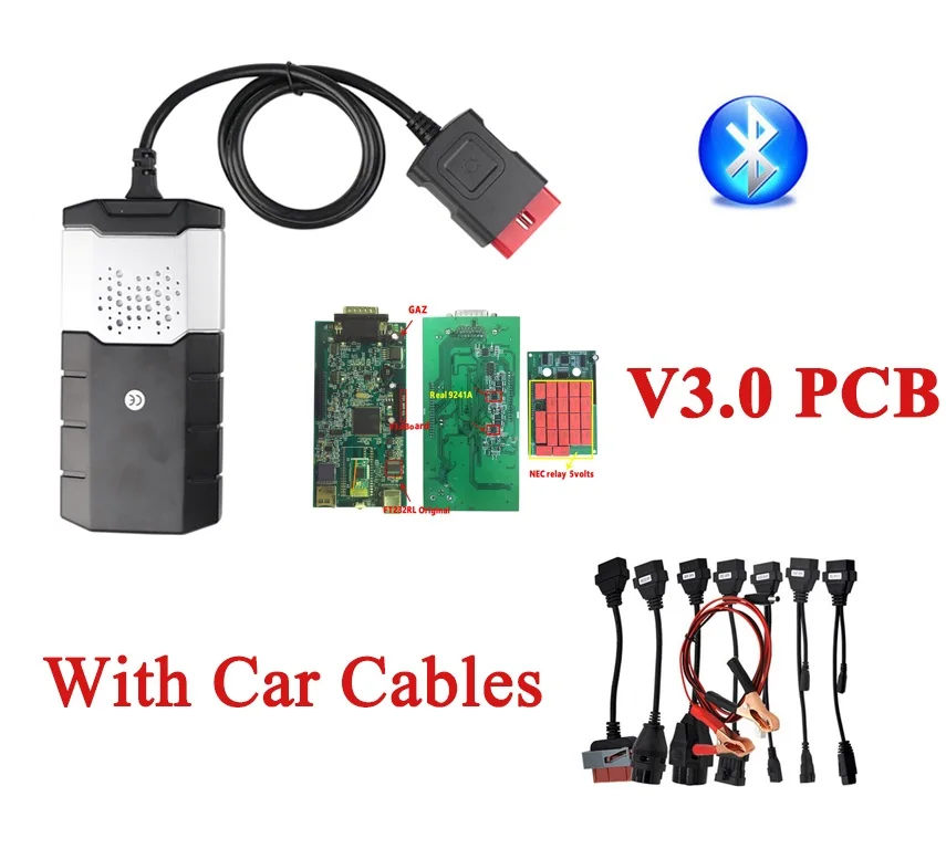 cable with bluetooth Последние. R0 с keygen VD DS150E CDP tcs cdp pro plus bluetooth V3.0 новые реле PCB для delphis OBD2 сканер инструмент - Цвет: cable with bluetooth