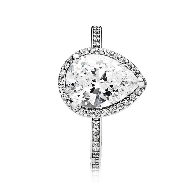Новая мода Сверкающее каплевидное Кольцо Halo большое блестящее CZ модное кольцо для женщин Свадебное Обручальное ювелирное изделие Прямая поставка