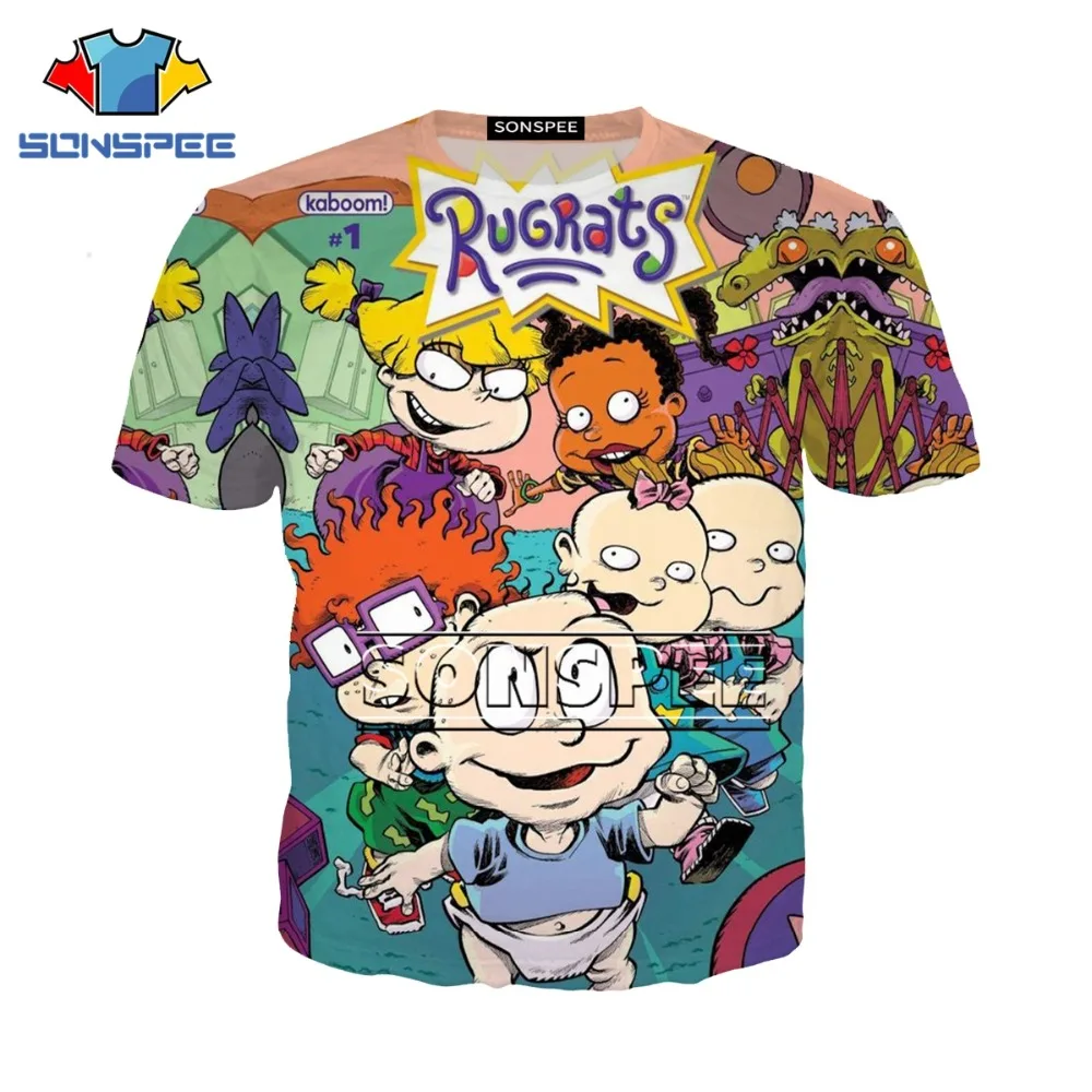 Футболка Rugrats летние топы женские футболки с 3D принтом Femme забавные повседневные короткий рукав Харадзюку женские футболки g1