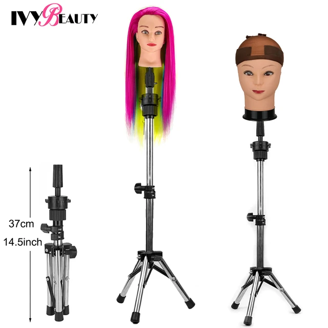Big Adjustable Tripod Stand Holder Mannequin Head Tripod Hairdressing  Training Head Holder Hair Trainning Tool Hair Wig Stand