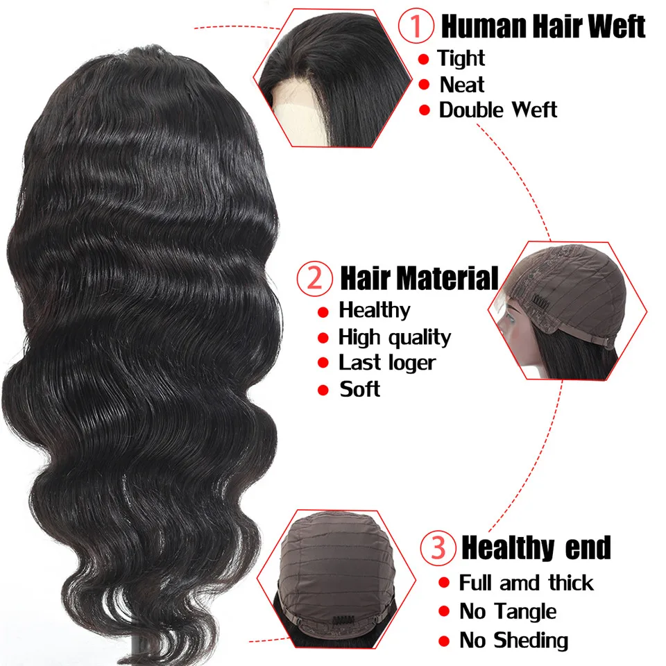 Skup 4x4 zamknięcie koronki peruka peruka body wave nie Remy ludzkiego włosa Frontal peruki średniej stosunek 150% gęstości środkowa część peruka BUGUQI