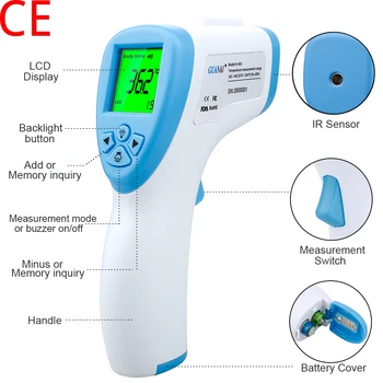 

Digital Infrared Thermometer Laser Temperature Meter Non-contact Pyrometer Imager Hygrometer IR termometro Color LCD