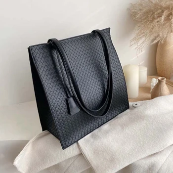 

ASDS-Leather Bag, Female Handbag, Woven Shoulder Bag, Large-Capacity Woven Bag
