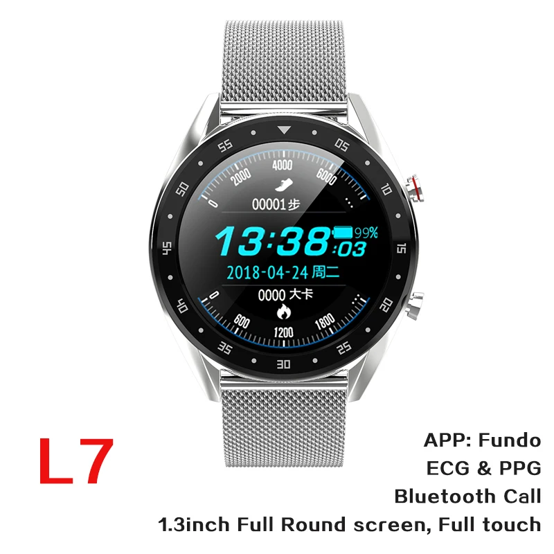 696 L7 ЭКГ PPG Смарт часы с электрокардиографом ЭКГ дисплей Холтер ЭКГ heartrate Монитор артериального давления для женщин умный Браслет - Цвет: L7 Silver Steel