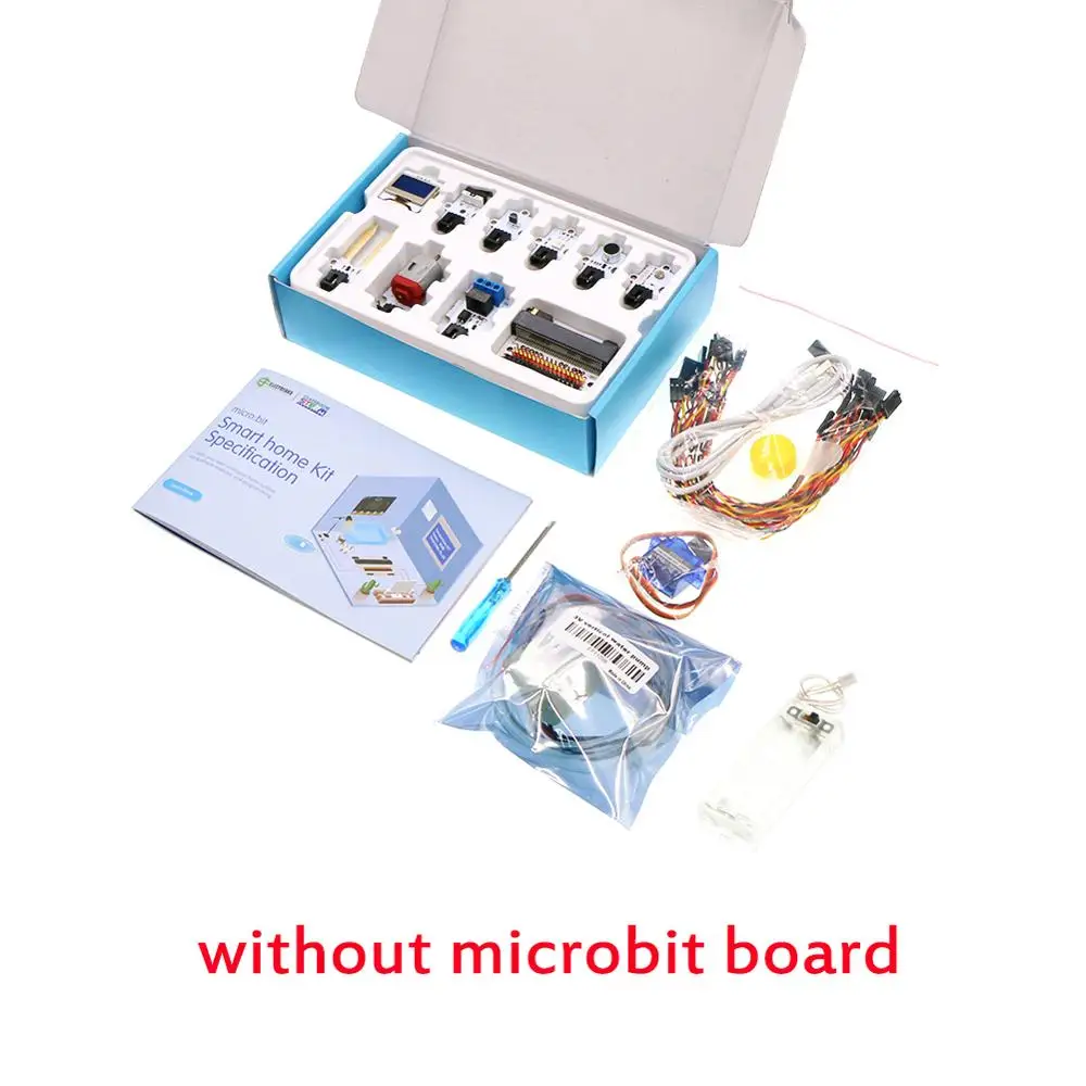 without board Для micro: бит умный дом Комплект TMP36 Температурный датчик Серводвигатель звуковой датчик аварийный датчик для детей Образование сделай сам - Комплект: without board